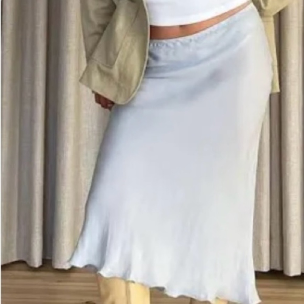 Djerf Avenue Baby Blue Midi Skirt